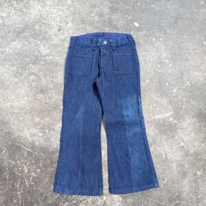 Vintage 70s Wrangler Maverick Flare Jeans Size 6 Youth Bell Bottoms Blue Faded